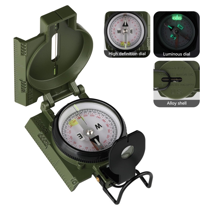 Compass Lensatic - Brújula de Grado Militar, Navegación de